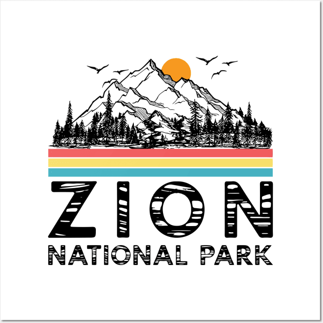 Vintage Zion National Park Retro Utah Mountain Wall Art by jennlie